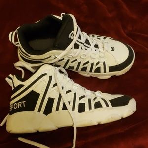 White and black nedium top shoes